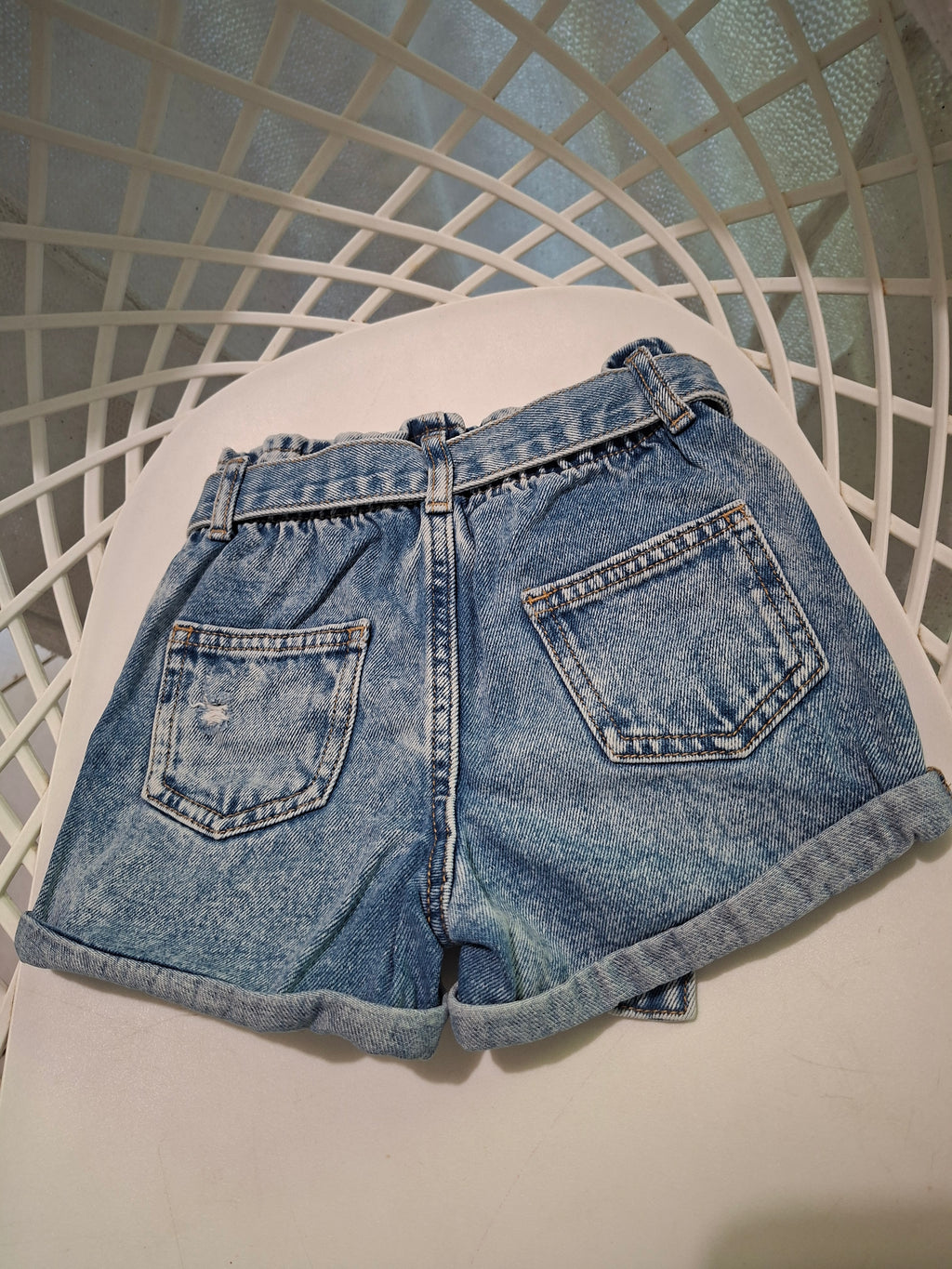 Short en jean River Island Mini 18-24 mois 92 cm bleu taille haute ceinture