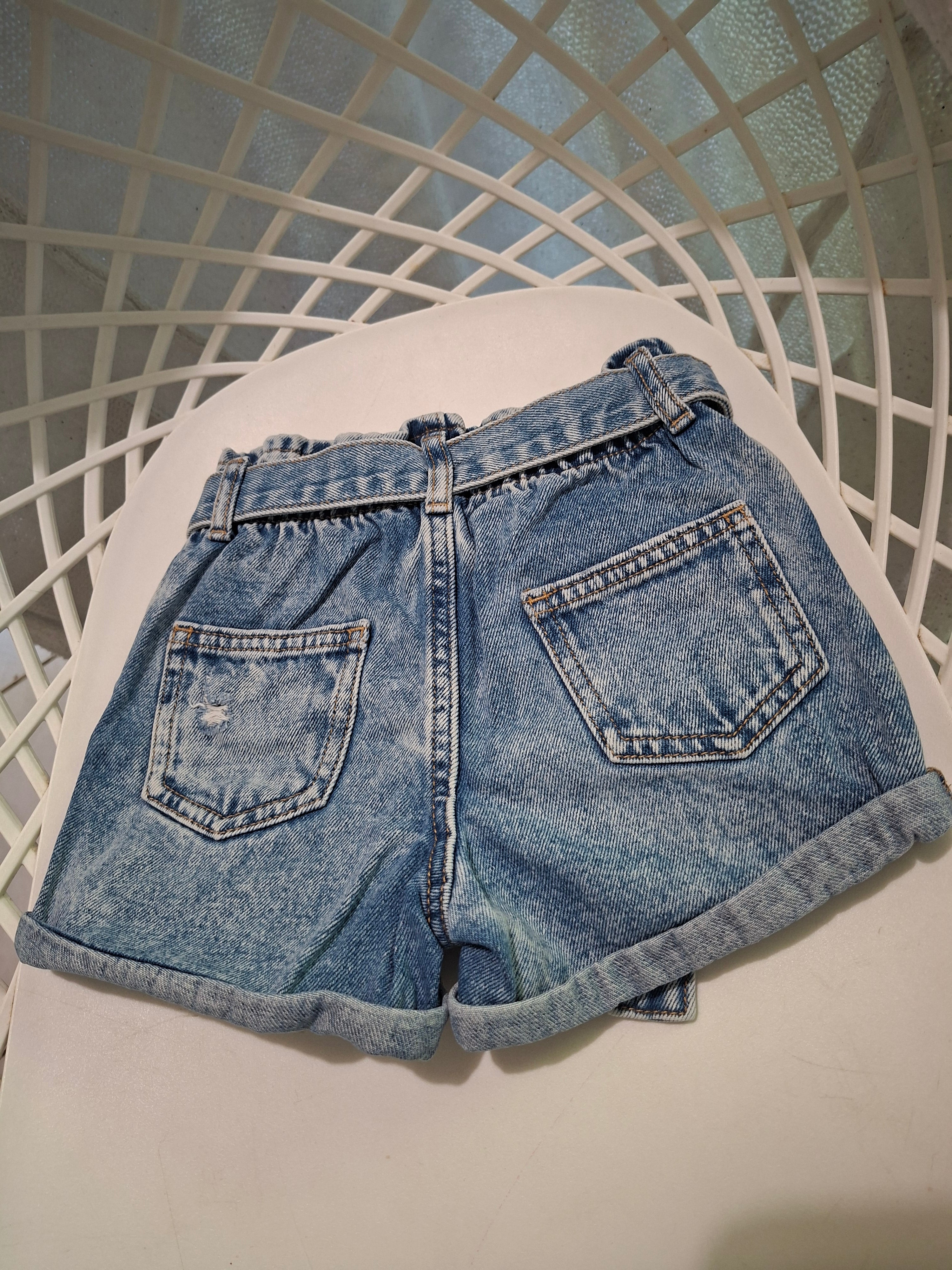 Short en jean River Island Mini 18-24 mois 92 cm bleu taille haute ceinture