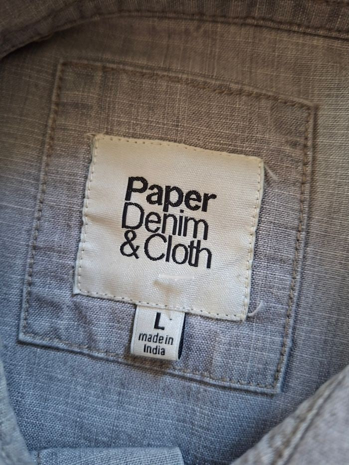 Chemise western homme Paper Denim & Cloth grise taille L 100% coton