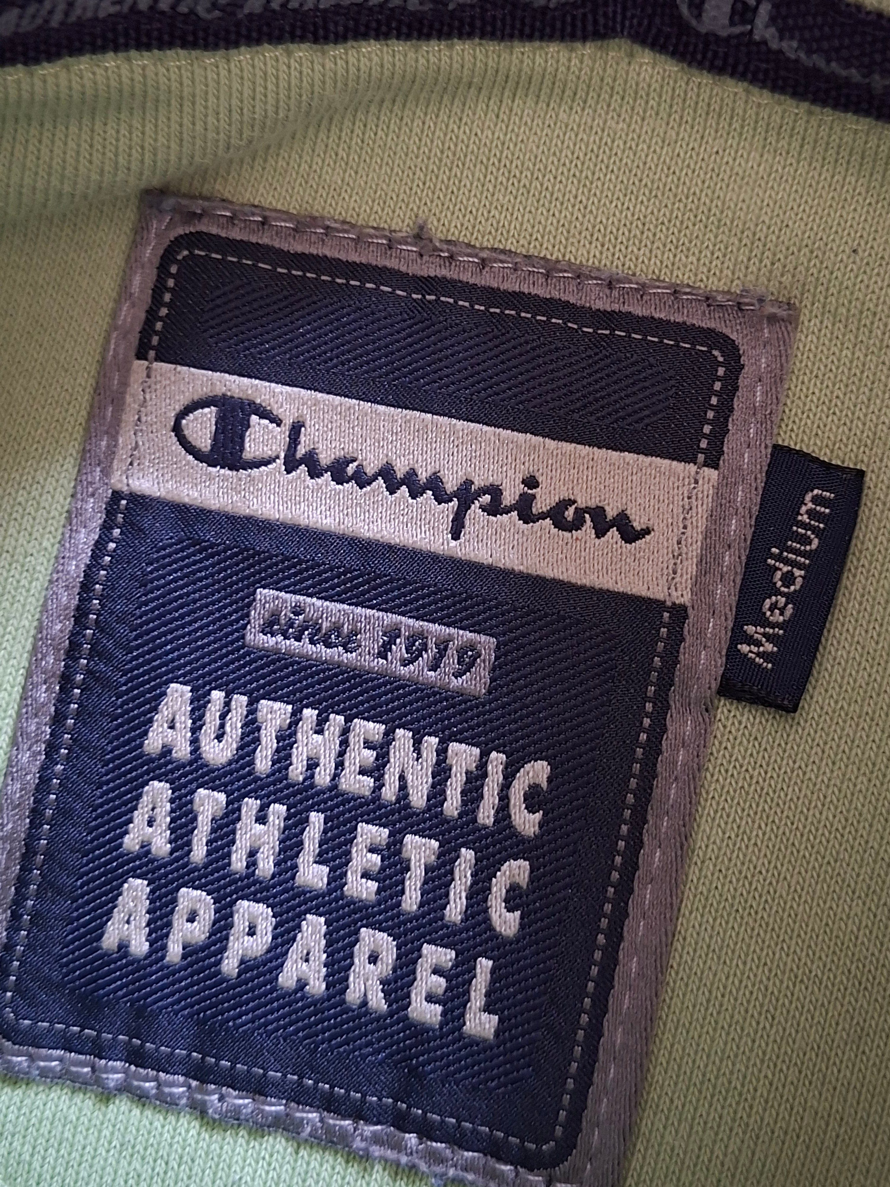 Titre : Sweat Champion femme M vert pastel col zippé 1/4 logo brodé vintage
