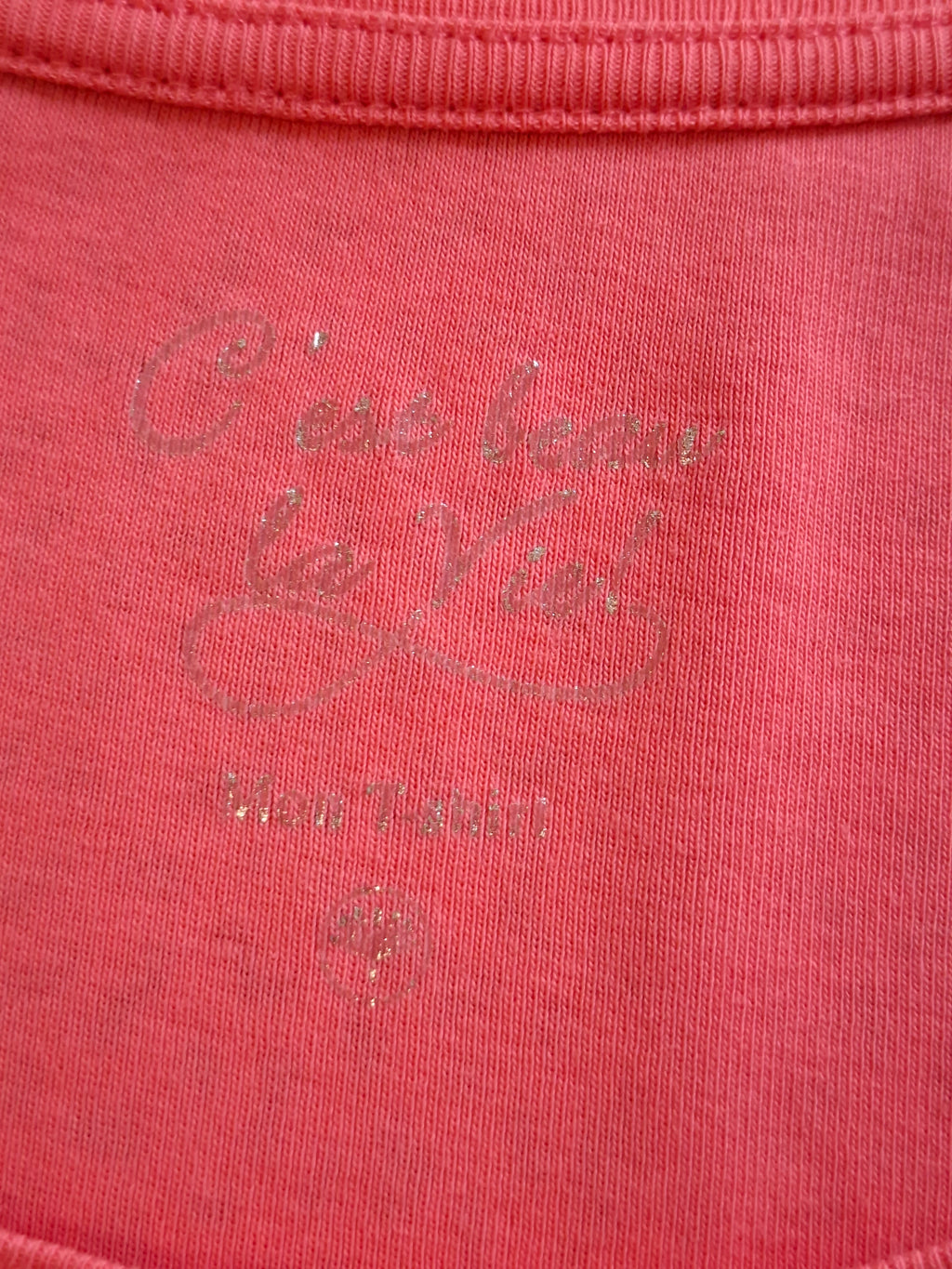 T-shirt femme C’est Beau La Vie ! corail – T3 – 100 % coton