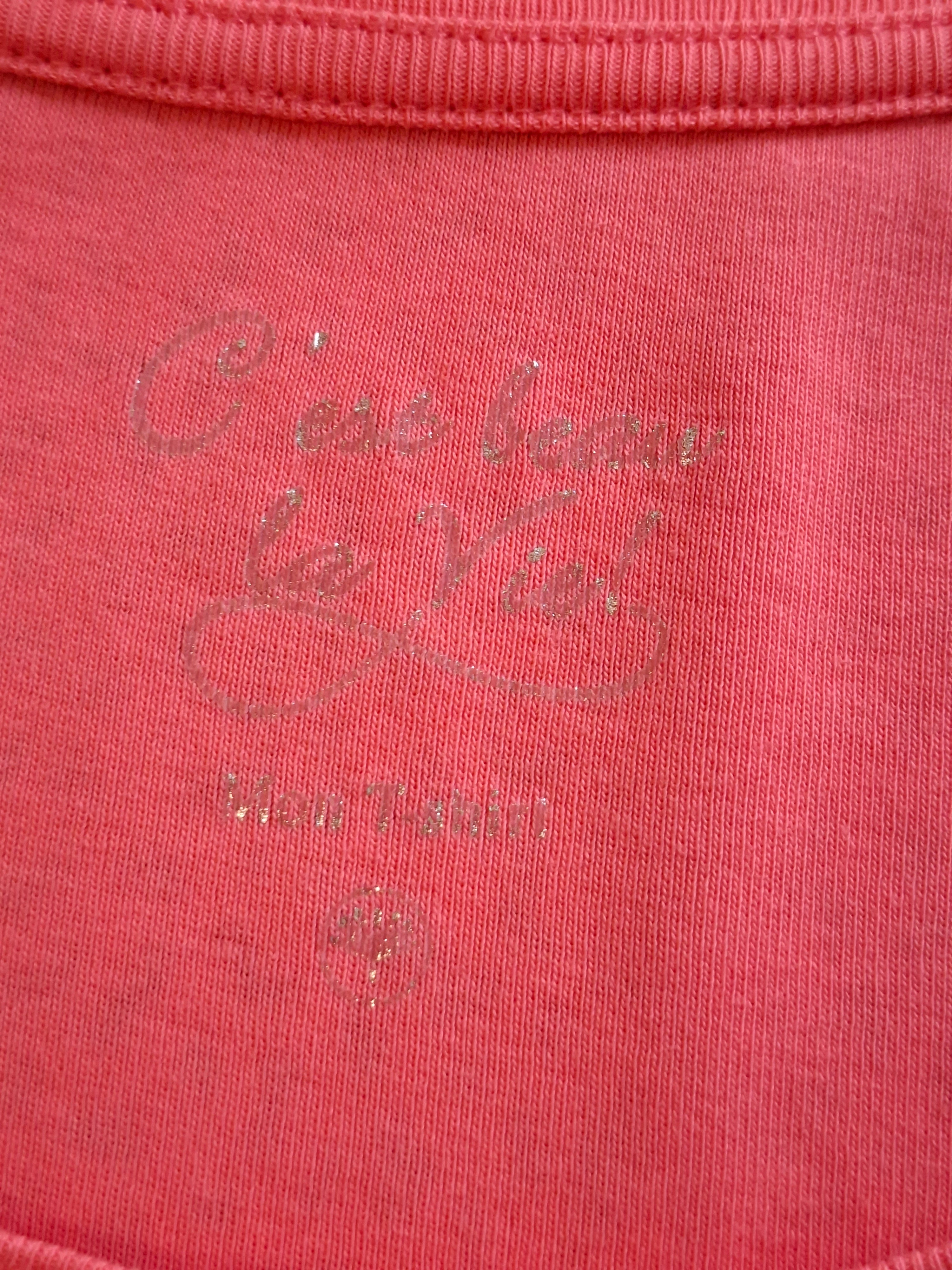 T-shirt femme C’est Beau La Vie ! corail – T3 – 100 % coton