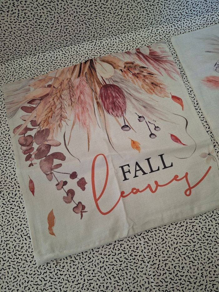 Lot de 2 housses de coussin automne neuves
