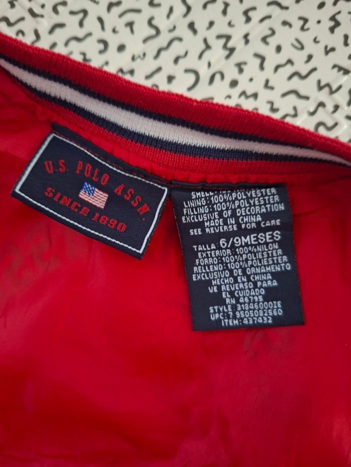 Gilet matelassé bébé U.S. Polo Assn. rouge – 6/9 mois – Sans manches