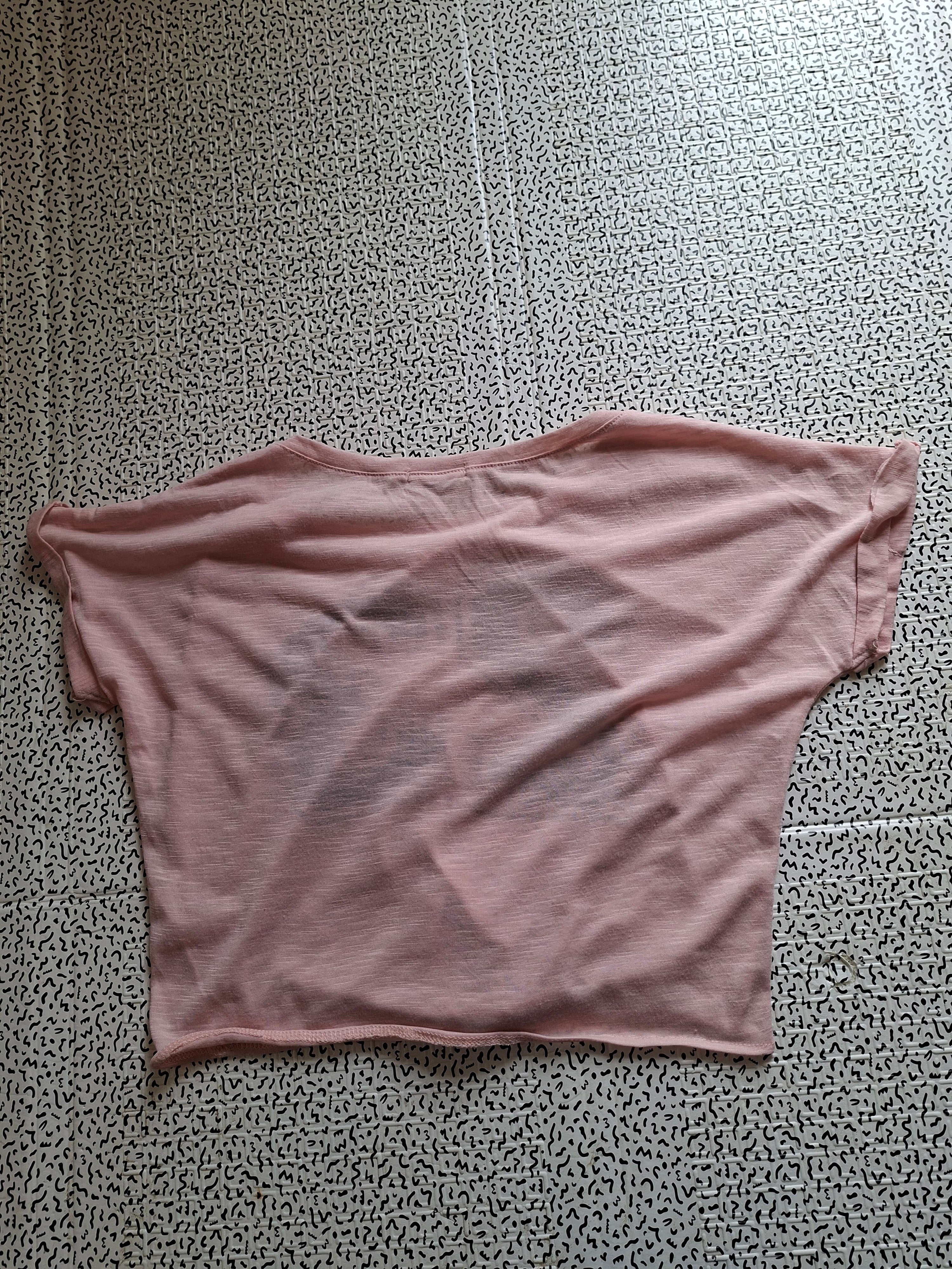 🌸 Top femme rose Pink Studio – motif 23 strass – noué devant M