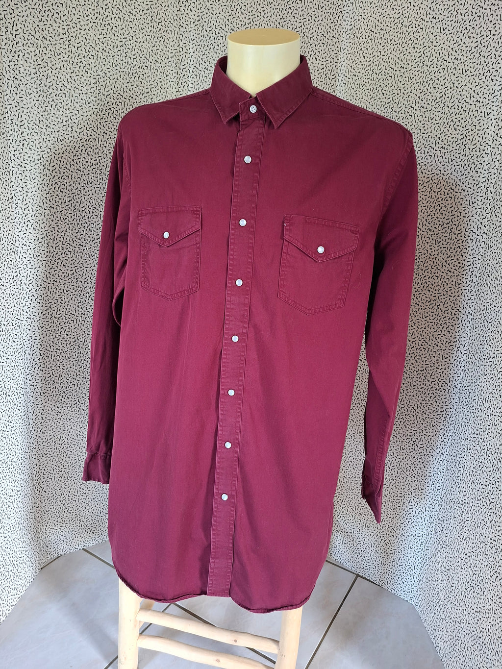 Chemise western homme MWG Apparel XL Tall bordeaux 100% coton
