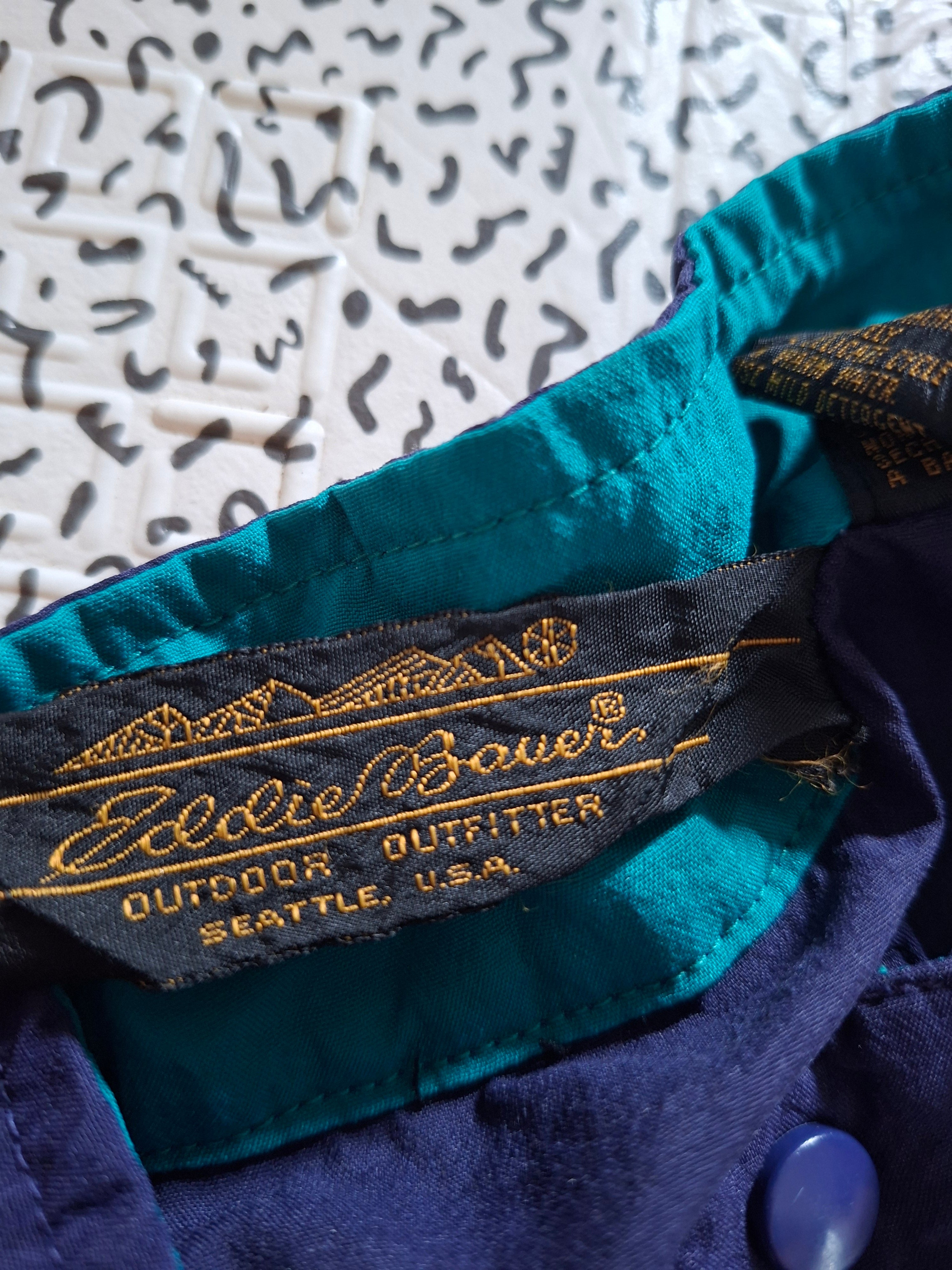 Eddie Bauer coupe-vent vintage homme M bleu marine turquoise – Outdoor 90s