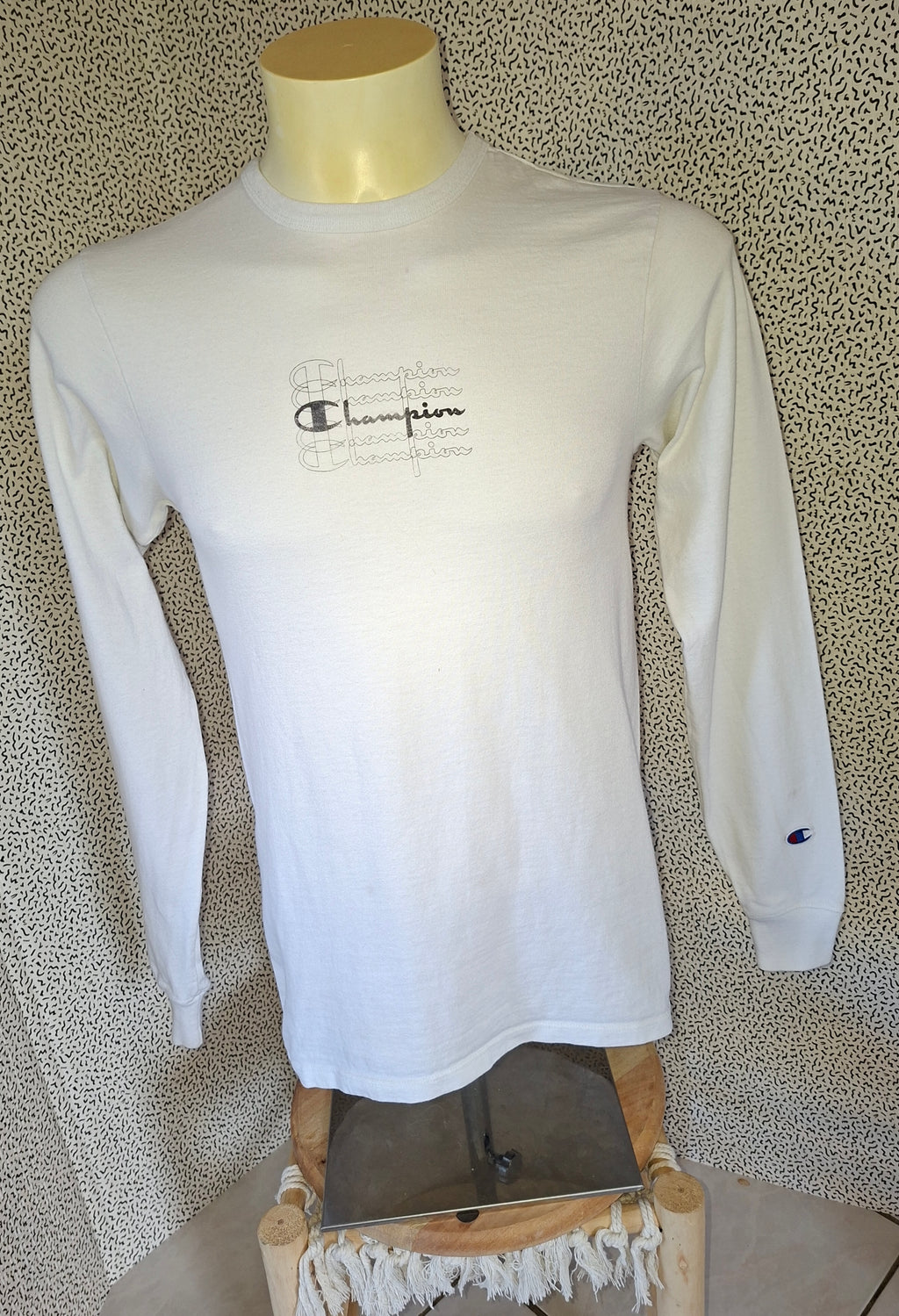 Titre : Champion vintage – T-shirt manches longues blanc – Taille S