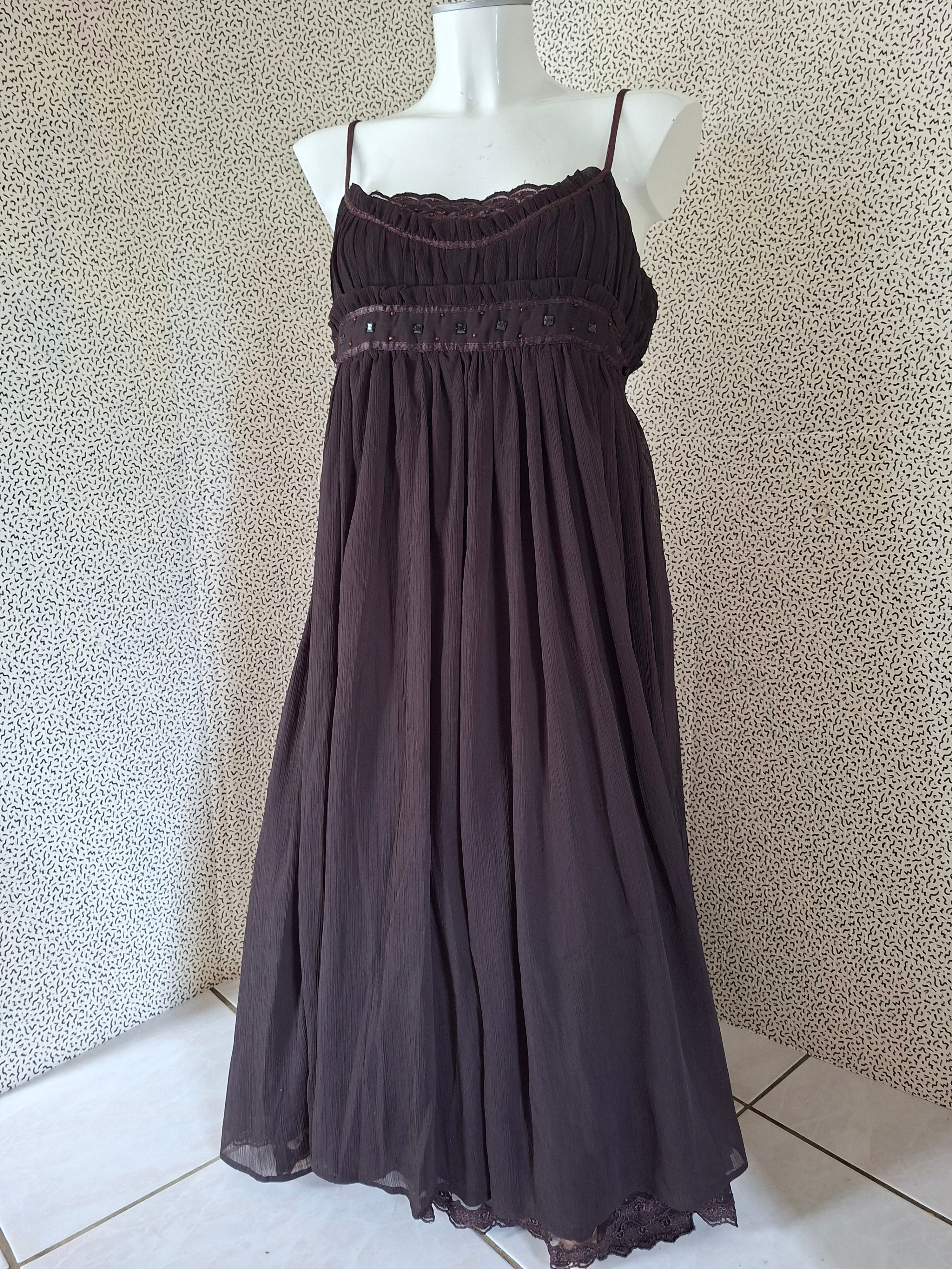 Robe longue Zara Basic chocolat – ancienne collection  (petit 36/38)