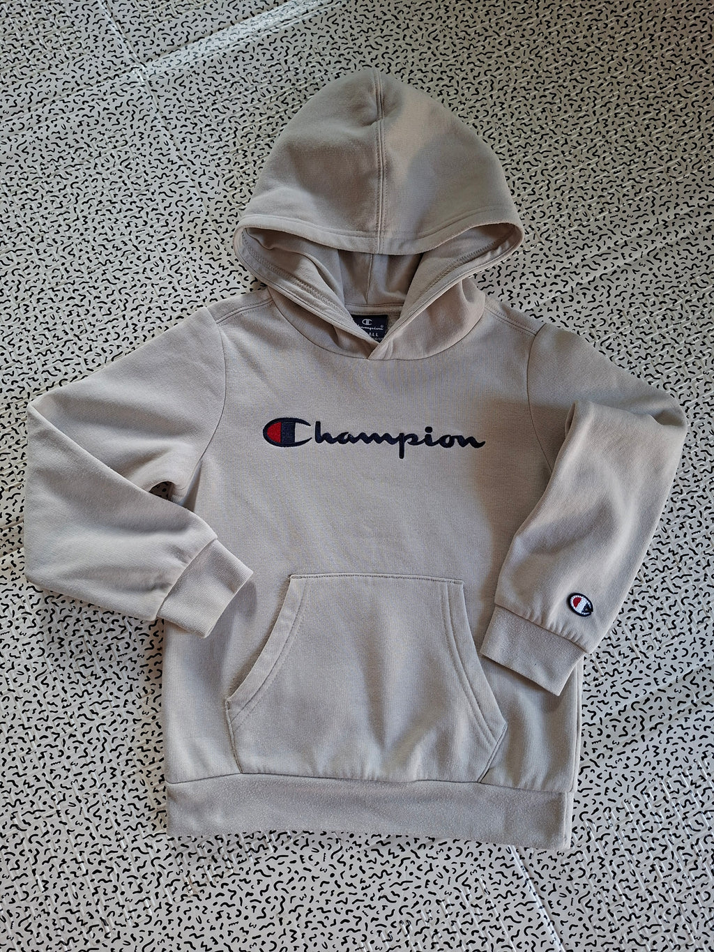 Sweat à capuche Champion enfant XS 5/6 ans beige brodé