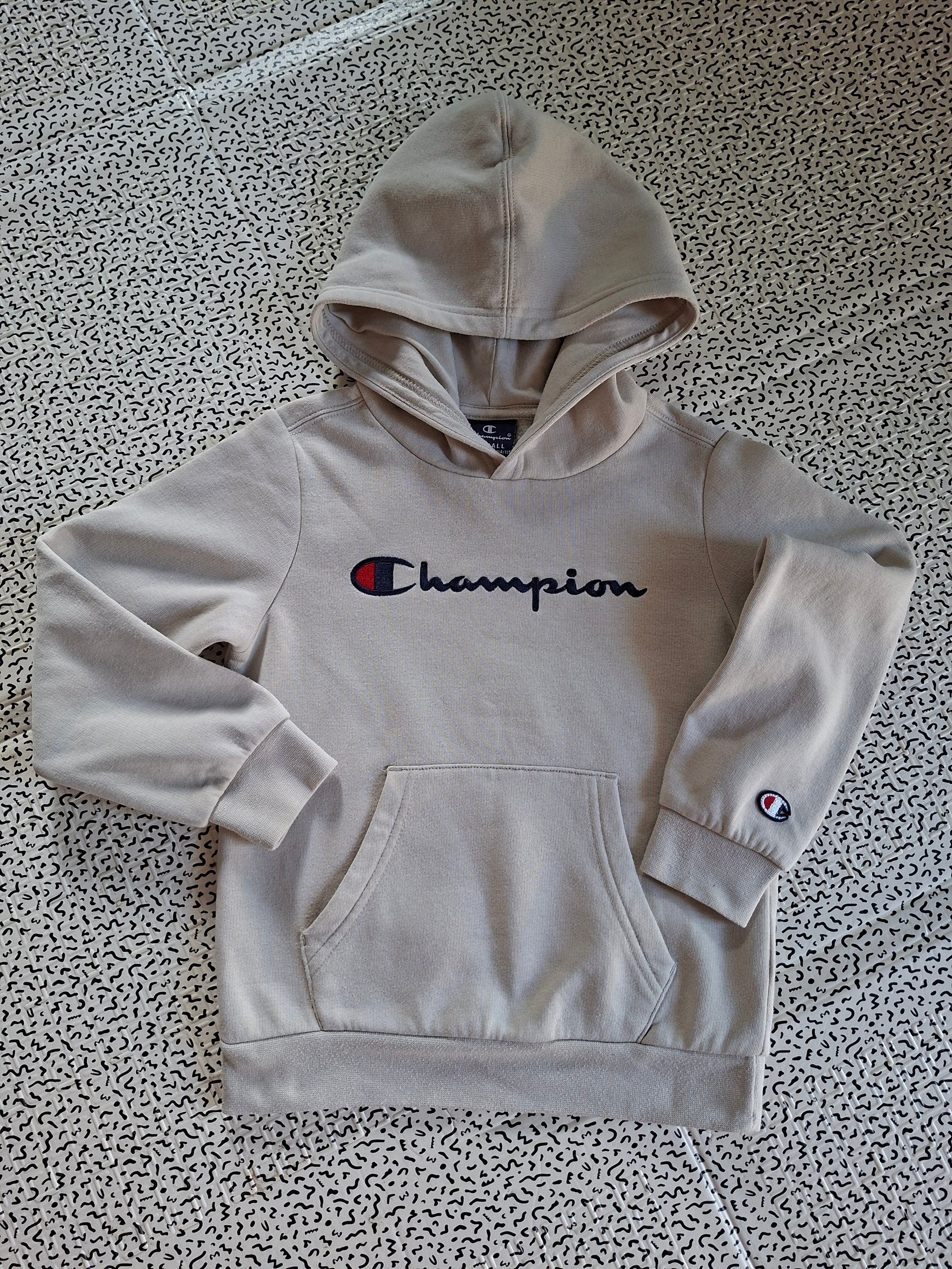 Sweat à capuche Champion enfant XS 5/6 ans beige brodé