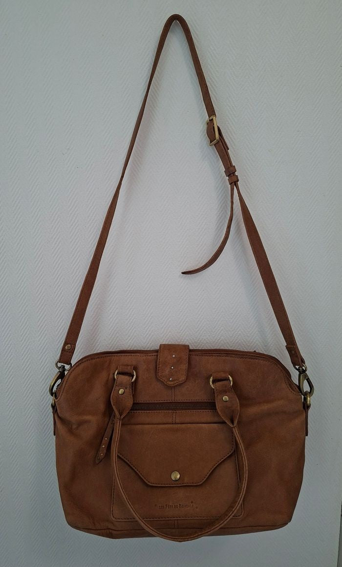 Sac bandoulière cuir de buffle cognac Les Fées de Bengale - très bon état - seconde main