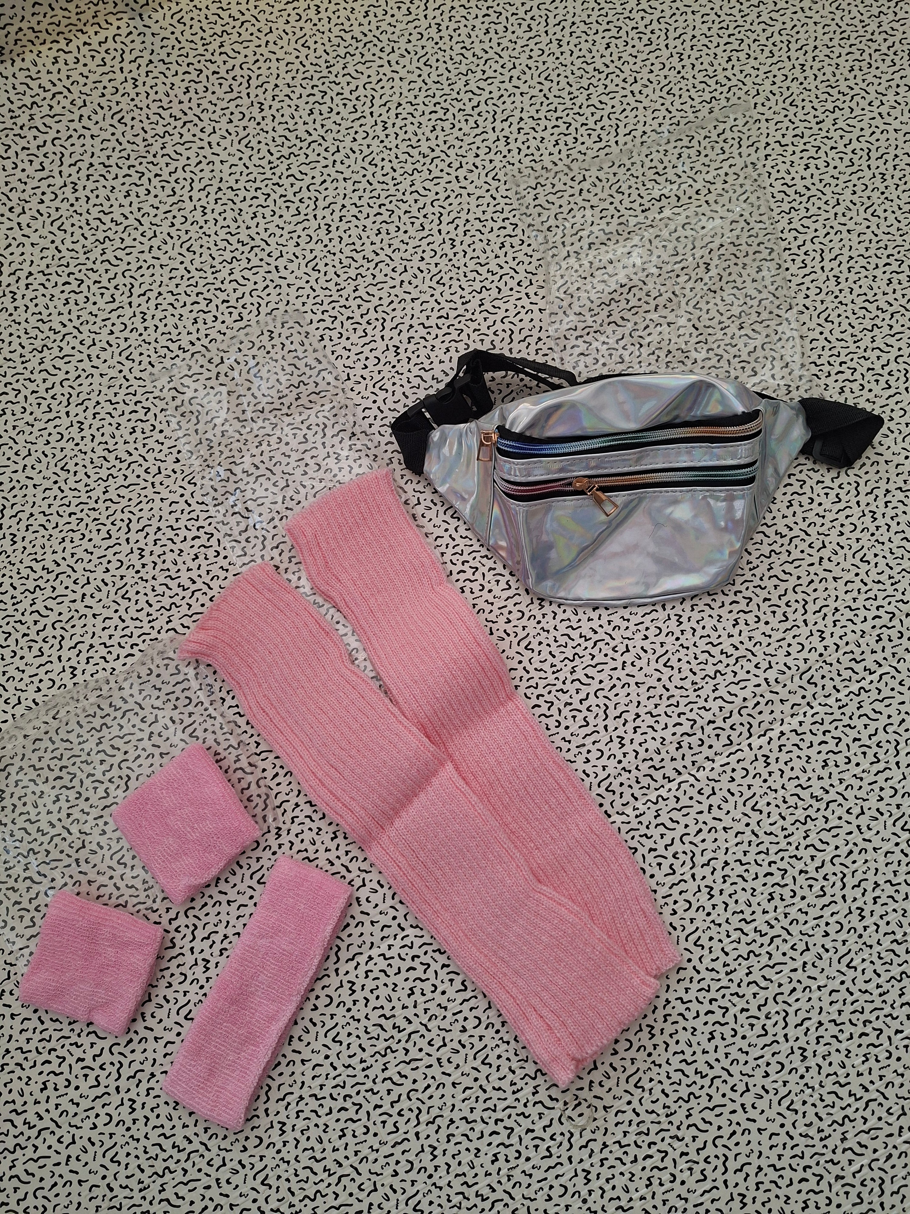 Lot accessoires rose + sac banane holographique – Neuf
