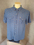 Chemise western homme bleu denim à pois boutons pression taille L Salt Valley - seconde main