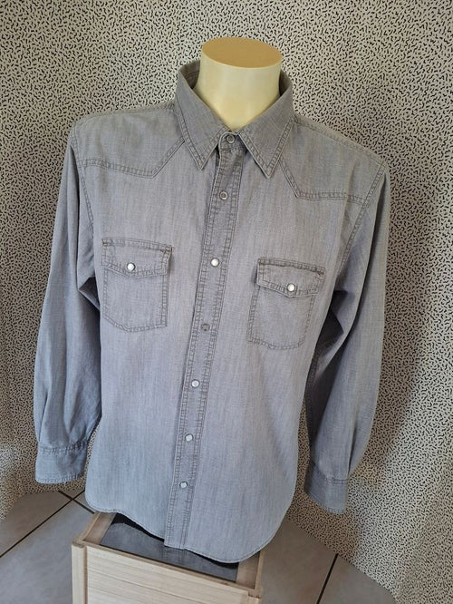 Chemise western homme grise taille L Paper Denim & Cloth - 100% coton - seconde main
