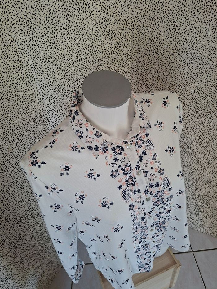 Chemise fleurie Pepe Jeans London femme taille L 100% coton blanc rose bleu