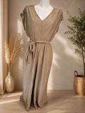 Combinaison plissée beige sable ceinturée taille S Grade & Gather - neuve avec étiquette