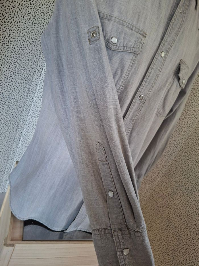Chemise western homme Paper Denim & Cloth grise taille L 100% coton