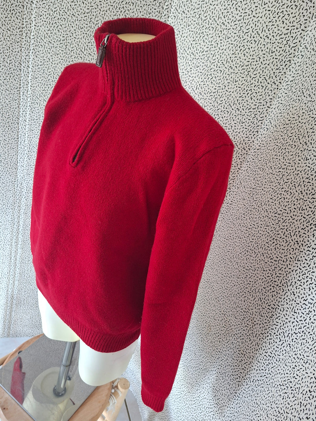 Vintage Polo by Ralph Lauren enfant M 10-12 ans – Pull 100% Lambswool rouge demi-zip