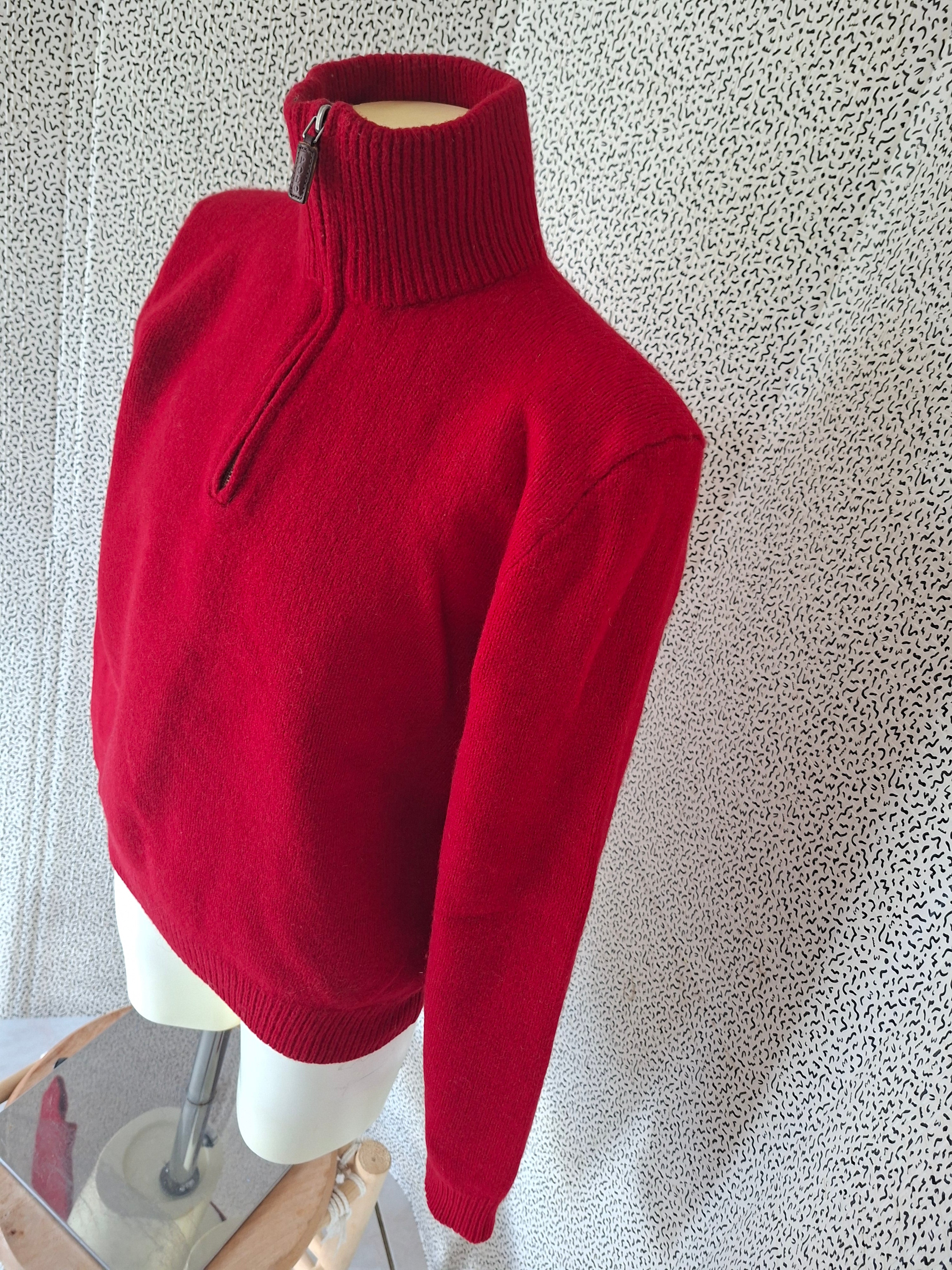 Vintage Polo by Ralph Lauren enfant M 10-12 ans – Pull 100% Lambswool rouge demi-zip